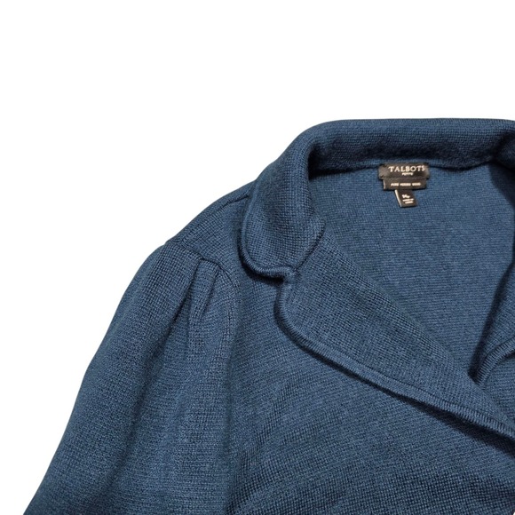 Talbots Petite Merino Wool Cardigan Blazer Sweater Jacket Blue MP Petite - Picture 4 of 7